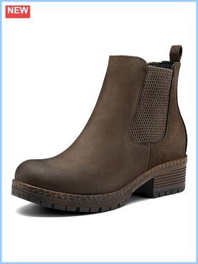 Chelsea Ankle Boots Chunky Block Low Heel PU Memory Foam Fall Booties